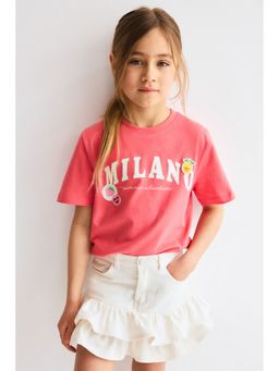 H&M - Girls Red Motif-Detail T-Shirt