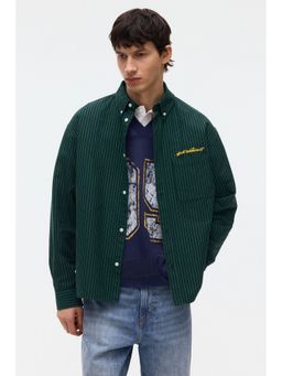 H&M - Men Green Loose Fit Oxford Shirt