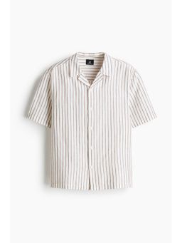 H&M - Men White Relaxed Fit Linen-Blend Resort Shirt