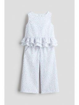 H&M - Girls White 2-Piece Linen-Blend Top and Pant