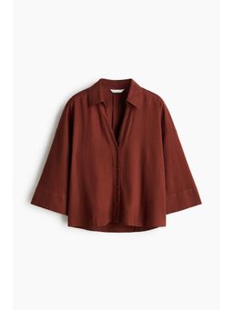 H&M - Women Brown Linen-Blend Shirt