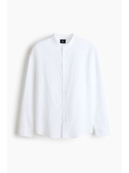 H&M - Men White Relaxed Fit Linen-Blend Shirt