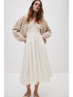 H&M - Women White Smocked-Waist Dress
