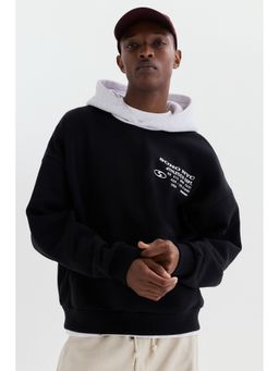 H&M - Men Black Loose Fit Hoodie
