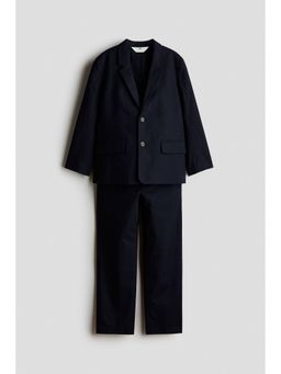H&M - Boys Blue Linen-Blend Blazer and Pant