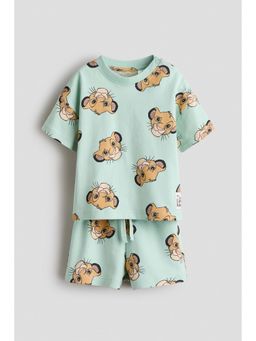 H&M - Boys Green 2-Piece Printed T-Shirt and Shorts