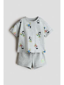 H&M - Boys Grey 2-Piece Printed T-Shirt and Shorts