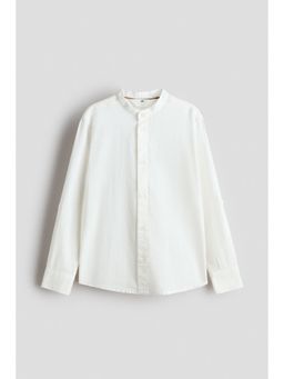 H&M - Boys White Linen-Blend Grandad Shirt
