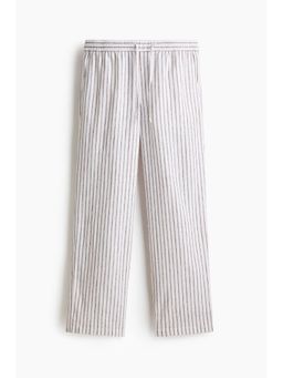 H&M - Men Multi-Color Relaxed Fit Linen-Blend Trousers