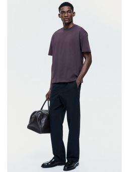 H&M - Men Black Regular Fit Linen-Blend Trousers