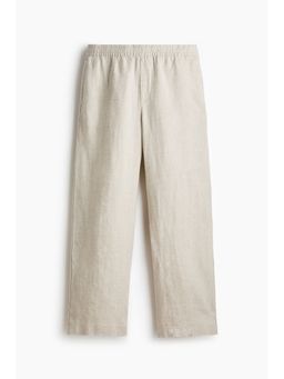 H&M - Men Beige Loose Fit Linen Trousers