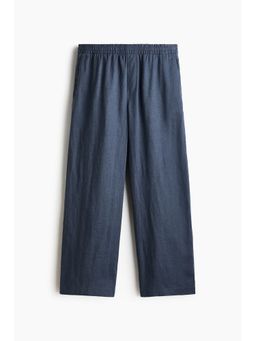 H&M - Men Blue Loose Fit Linen Trousers