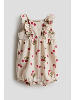 H&M - Girls Beige Linen Romper Suit