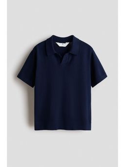 H&M - Boys Blue Fine-Knit Cotton Polo T-Shirt