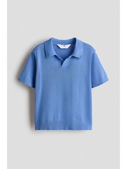 H&M - Boys Blue Fine-Knit Cotton Polo T-Shirt