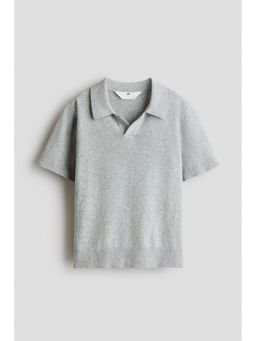 H&M - Boys Grey Fine-Knit Cotton Polo T-Shirt