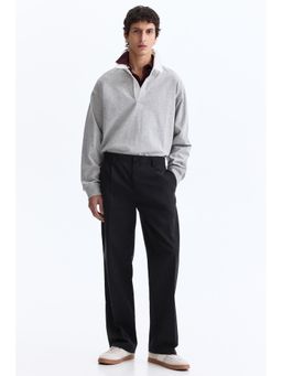 H&M - Men Black Relaxed Fit Cotton And Lyocell Tailored Trousers