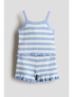 H&M - Girls Blue 2-Piece Rib-Knit Set