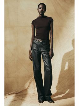 H&M - Women Brown Fine-Knit Turtleneck Top