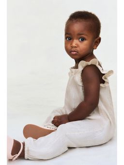 H&M - Girls Beige Linen Romper Suit