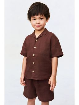 H&M - Boys Brown 2-Piece Linen Shirt and Shorts