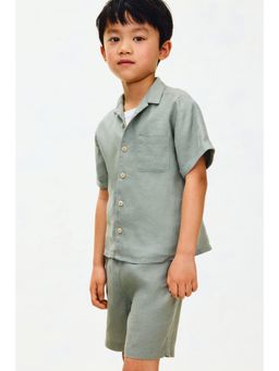 H&M - Boys Green 2-Piece Linen Shirt and Shorts