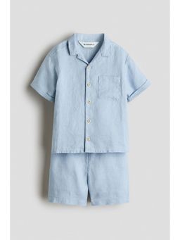 H&M - Boys Blue 2-Piece Linen Shirt and Shorts
