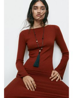 H&M - Women Brown Textured-Knit Maxi Dress