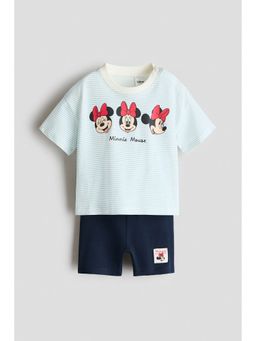 H&M - Girls Blue 2-Piece Printed Cotton Set