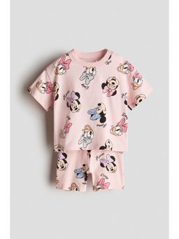 H&M - Girls Pink 2-Piece Printed Cotton Set