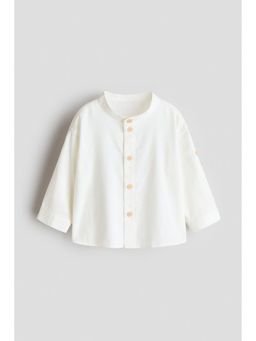 H&M - Boys White Linen-Blend Grandad Shirt