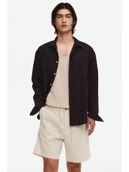 H&M - Men White Regular Fit Linen-Blend Shorts