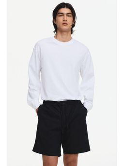 H&M - Men Black Regular Fit Linen-Blend Shorts