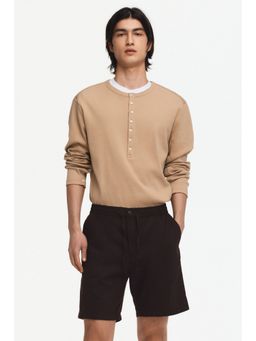 H&M - Men Brown Regular Fit Linen-Blend Shorts