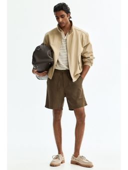H&M - Men Green Regular Fit Linen-Blend Shorts