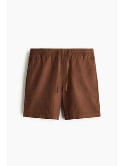 H&M - Men Brown Relaxed Fit Linen-Blend Shorts
