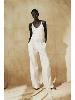 H&M - Women Beige Tailored Trousers