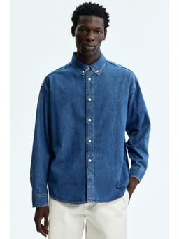 H&M - Men Blue Oversized Fit Denim Shirt