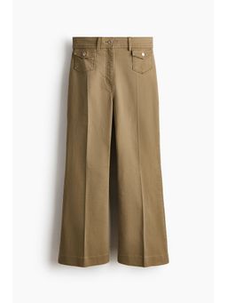 H&M - Women Green Flared Ankle-Length Trousers