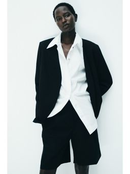 H&M - Women Black Linen-Blend Tailored Shorts