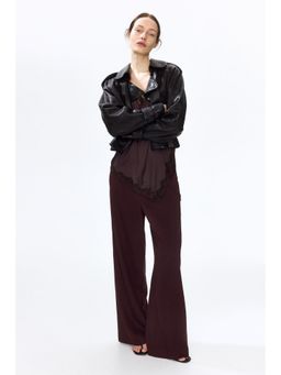 H&M - Women Red Wide Linen-Blend Trousers