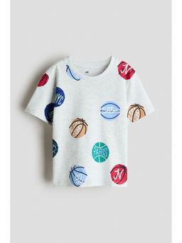 H&M - Boys Grey Printed Cotton T-Shirt