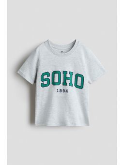 H&M - Boys Grey Printed Cotton T-Shirt