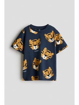 H&M - Boys Blue Printed Cotton T-Shirt