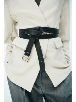 H&M - Women Beige Collarless Jersey Blazer