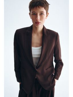 H&M - Women Brown Linen-Blend Blazer
