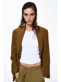 H&M - Women Green Linen-Blend Blazer