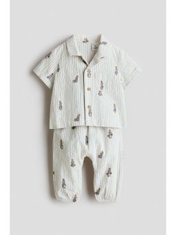 H&M - Boys Beige 2-Piece Shirt And Trousers Set