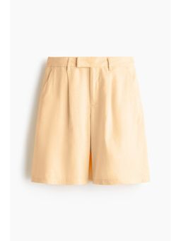 H&M - Women Yellow Linen-Blend Bermuda Shorts