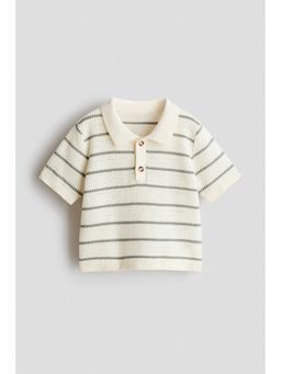H&M - Boys Beige Pointelle-Knit Polo T-Shirt